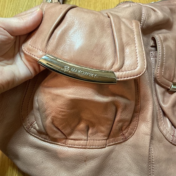 B MAKOWSKY Pink Genuine Leather Hand Bag Shoulder Satchel Bag Purse - Picture 4 of 9